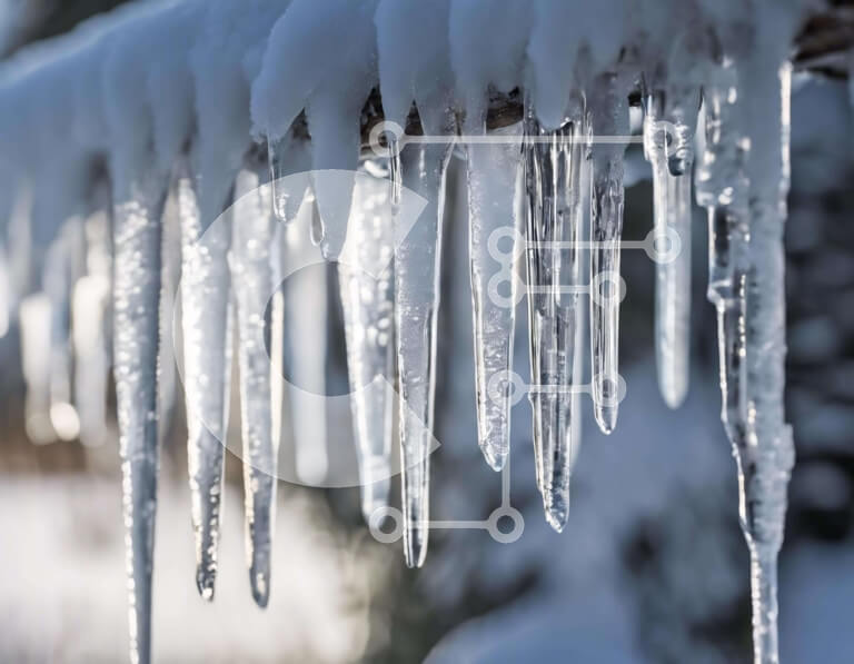 Intra Συλλεκτικό Ξύλινο Παζλ Plywood  4mm - Παγάκια σε ένα χιονισμένο κλαδί δέντρου Σε Ξύλινο Κουτί - Διαστάσεις: 10x10 cm – 25 κομμάτια