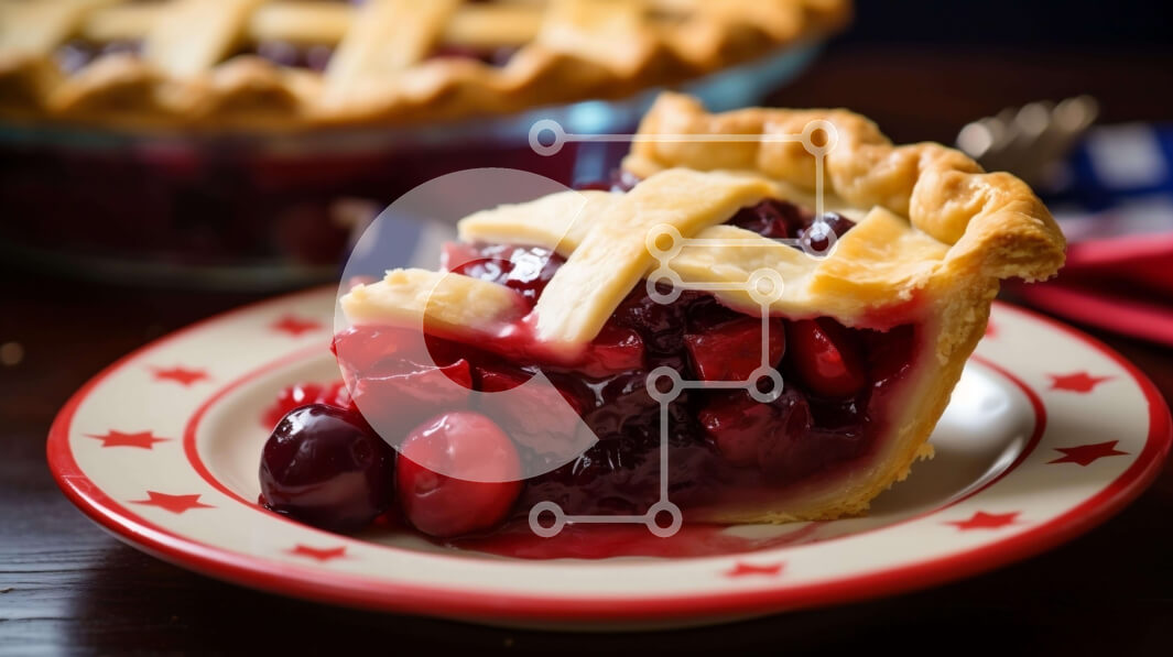 Σετ των 2 Intra Συλλεκτικό Ξύλινο Παζλ Plywood  4mm - Φέτα Cranberry Pie σε κόκκινο και άσπρο πιάτο Σε Ξύλινο Κουτί - Διαστάσεις: 10x10 cm – 25 κομμάτια