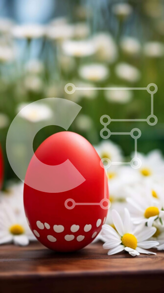 Intra Συλλεκτικό Ξύλινο Παζλ Plywood  4mm - Κόκκινη Μπάλα και Λευκές Μαργαρίτες - Πασχαλινή Γιορτή Σε Ξύλινο Κουτί - Διαστάσεις: 10x10 cm – 25 κομμάτια