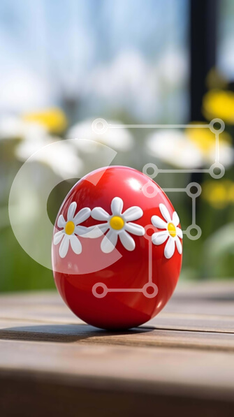 Intra Συλλεκτικό Ξύλινο Παζλ Plywood  4mm - Κόκκινο πασχαλινό αυγό με ζωγραφισμένες μαργαρίτες για γιορτές Σε Ξύλινο Κουτί - Διαστάσεις: 10x10 cm – 25 κομμάτια