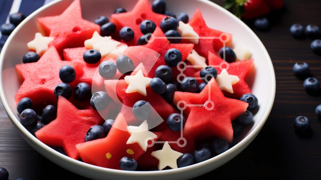 Σετ των 2 Intra Συλλεκτικό Ξύλινο Παζλ Plywood  4mm - Μπολ φρούτων με καρπούζι σε σχήμα αστεριού, βατόμουρα και φράουλες Σε Ξύλινο Κουτί - Διαστάσεις: 10x10 cm – 25 κομμάτια