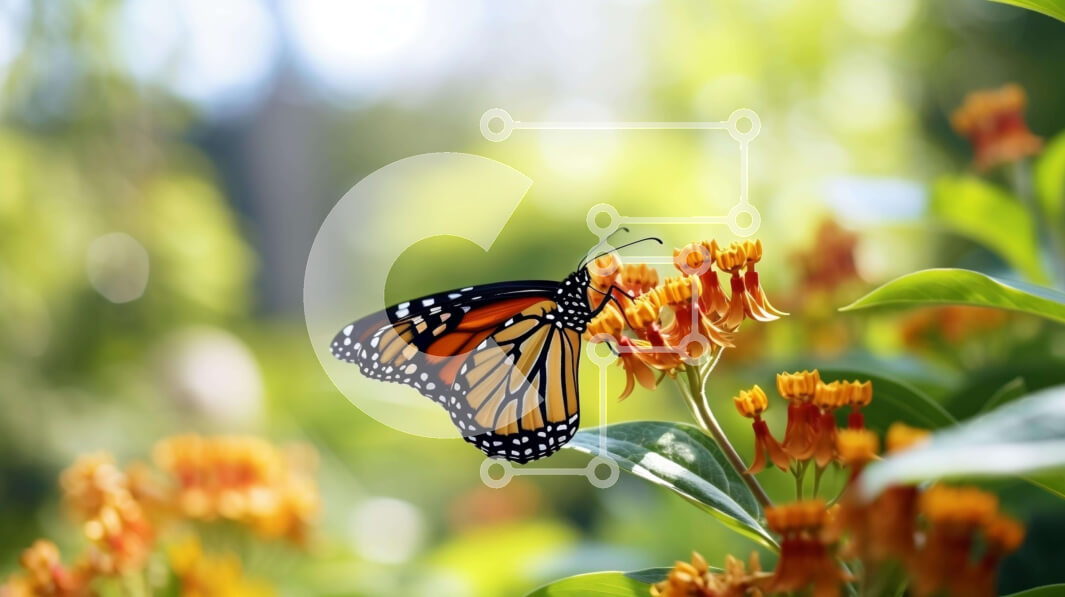 Intra Συλλεκτικό Ξύλινο Παζλ Plywood  4mm - Πεταλούδα Monarch στο πορτοκαλί λουλούδι στο δάσος Σε Ξύλινο Κουτί - Διαστάσεις: 10x10 cm – 25 κομμάτια