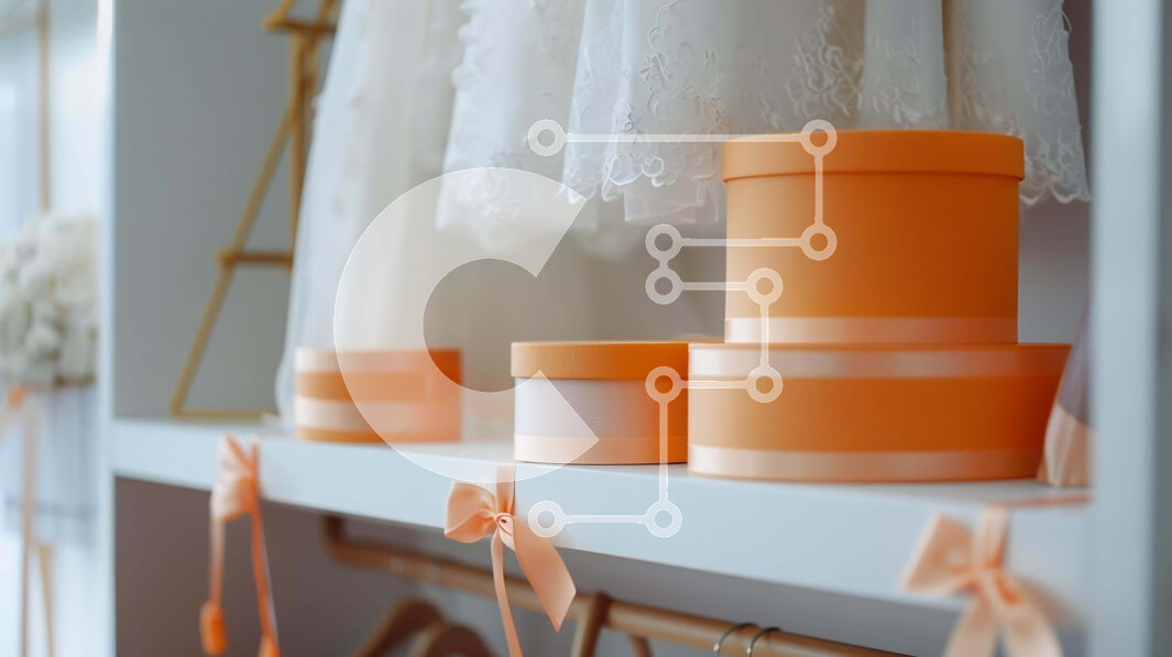 Intra Συλλεκτικό Ξύλινο Παζλ Plywood  4mm - Λευκό κομμό με πορτοκαλί κουτιά και φόρεμα Σε Ξύλινο Κουτί - Διαστάσεις Puzzle: 10x10 cm – 25 κομμάτια