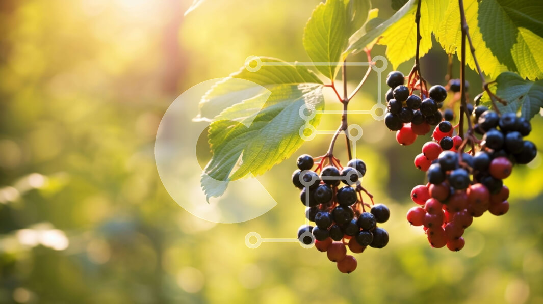 Intra Συλλεκτικό Ξύλινο Παζλ Plywood  4mm - Συστάδα μαύρων και κόκκινων μούρων στη βελανιδιά στο δάσος Σε Ξύλινο Κουτί - Διαστάσεις: 10x10 cm – 25 κομμάτια