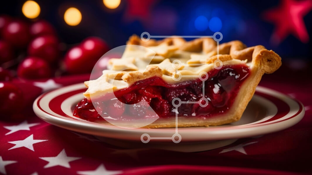 Σετ των 2 Intra Συλλεκτικό Ξύλινο Παζλ Plywood  4mm - Πατριωτική κερασιόπιτα σε τραπεζομάντιλο αμερικανικής σημαίας Σε Ξύλινο Κουτί - Διαστάσεις: 10x10 cm – 25 κομμάτια