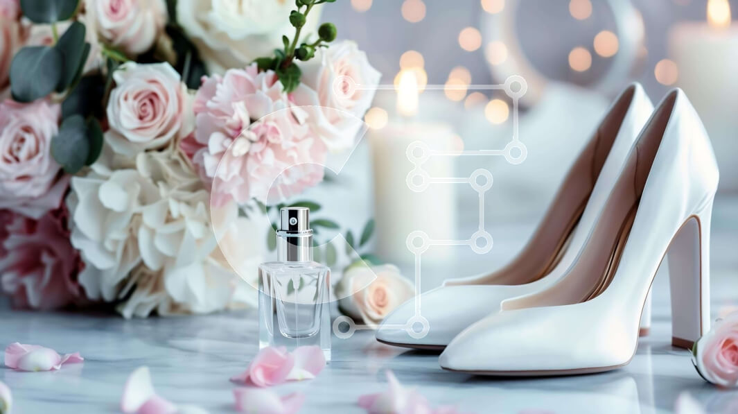 Intra Συλλεκτικό Ξύλινο Παζλ Plywood  4mm - Λευκά ψηλοτάκουνα και μπουκάλια αρωμάτων με τριαντάφυλλα και κεριά Σε Ξύλινο Κουτί - Διαστάσεις Puzzle: 10x10 cm – 25 κομμάτια