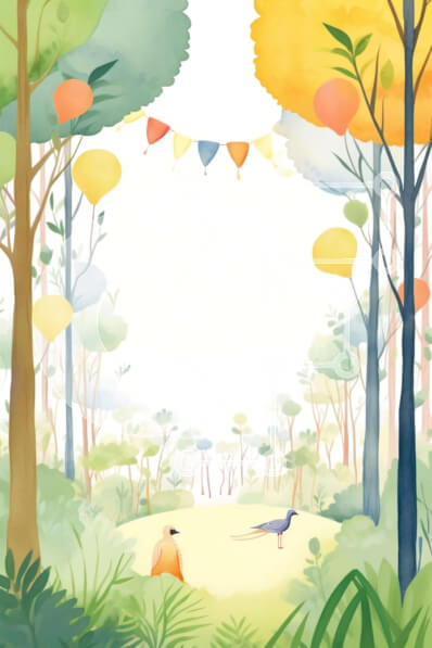 Σετ των 2 Intra Συλλεκτικό Ξύλινο Παζλ Plywood  4mm - Ήρεμη σκηνή του δάσους με πολύχρωμα μπαλόνια και πουλιά Σε Ξύλινο Κουτί - Διαστάσεις: 10x10 cm – 25 κομμάτια