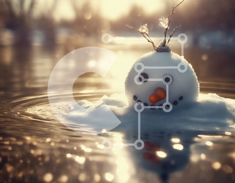 Intra Συλλεκτικό Ξύλινο Παζλ Plywood  4mm - Χιονάνθρωπος που κάθεται στο νερό - χειμερινή σκηνή Σε Ξύλινο Κουτί - Διαστάσεις Puzzle: 10x10 cm – 25 κομμάτια