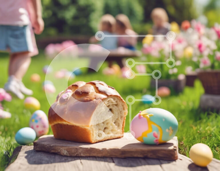 Intra Συλλεκτικό Ξύλινο Παζλ Plywood  4mm - Πασχαλινή γιορτή με παιδιά που παίζουν σε εξωτερικούς χώρους Σε Ξύλινο Κουτί - Διαστάσεις: 10x10 cm – 25 κομμάτια