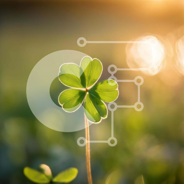 Intra Συλλεκτικό Ξύλινο Παζλ Plywood  4mm - Τυχερό τετράφυλλο τριφύλλι στο χορτάρι στο ηλιοβασίλεμα Σε Ξύλινο Κουτί - Διαστάσεις: 10x10 cm – 25 κομμάτια