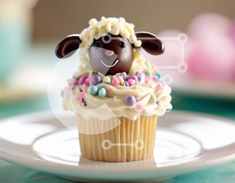 Σετ των 2 Intra Συλλεκτικό Ξύλινο Παζλ Plywood  4mm - Cupcake με Διακόσμηση προβάτων Σε Ξύλινο Κουτί - Διαστάσεις: 10x10 cm – 25 κομμάτια