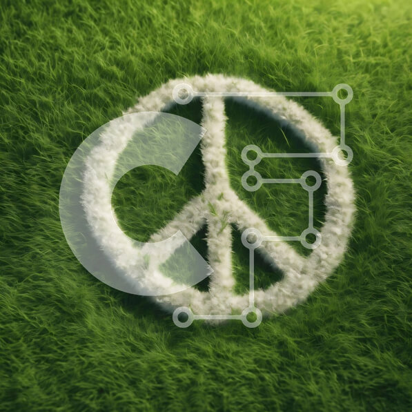 Intra Συλλεκτικό Ξύλινο Παζλ Plywood  4mm - Πινακίδα ειρήνης από λευκό γρασίδι σε πράσινο φόντο Σε Ξύλινο Κουτί - Διαστάσεις Puzzle: 10x10 cm – 25 κομμάτια