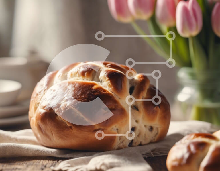 Σετ των 2 Intra Συλλεκτικό Ξύλινο Παζλ Plywood  4mm - Επιτραπέζιο με ψωμί και τουλίπες Σε Ξύλινο Κουτί - Διαστάσεις: 10x10 cm – 25 κομμάτια