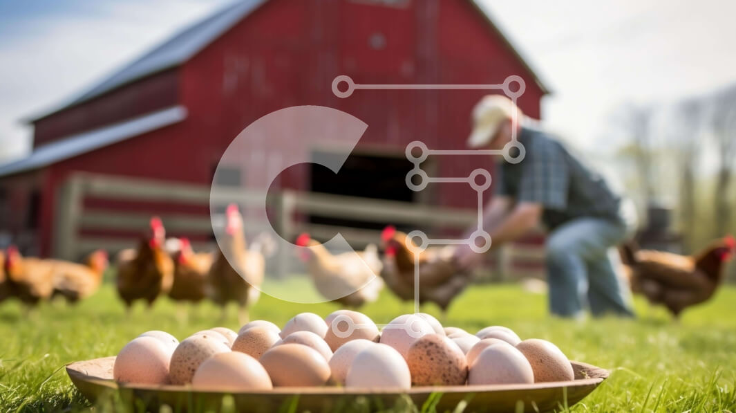 Intra Συλλεκτικό Ξύλινο Παζλ Plywood  4mm - Άνθρωπος με κοτόπουλα και αυγά σε ένα αγρόκτημα Σε Ξύλινο Κουτί - Διαστάσεις: 10x10 cm – 25 κομμάτια