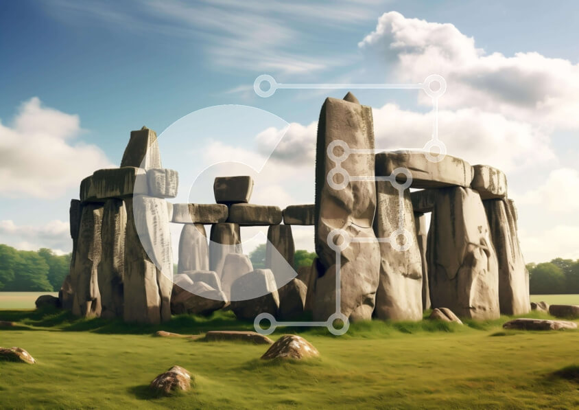 Intra Συλλεκτικό Ξύλινο Παζλ Plywood  4mm - Στόουνχεντζ σε ανοιχτό χορτάρι Σε Ξύλινο Κουτί - Διαστάσεις Puzzle: 10x10 cm – 25 κομμάτια