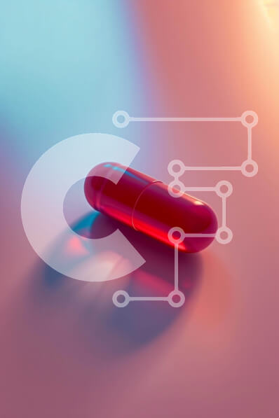 Intra Συλλεκτικό Ξύλινο Παζλ Plywood  4mm - Κόκκινο χάπι σε πολύχρωμο φόντο - ιατρική έννοια Σε Ξύλινο Κουτί - Διαστάσεις Puzzle: 10x10 cm – 25 κομμάτια