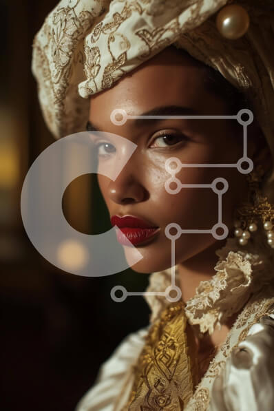 Intra Συλλεκτικό Ξύλινο Παζλ Plywood  4mm - Γυναίκα που φορά περίτεχνα κόμμωση και κοσμήματα Σε Ξύλινο Κουτί - Διαστάσεις Puzzle: 10x10 cm – 25 κομμάτια