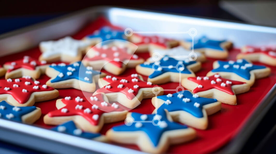 Intra Συλλεκτικό Ξύλινο Παζλ Plywood  4mm - Πατριωτικά κόκκινα, λευκά και μπλε μπισκότα σε σχήματα αστεριών και καρδιάς Σε Ξύλινο Κουτί - Διαστάσεις: 10x10 cm – 25 κομμάτια