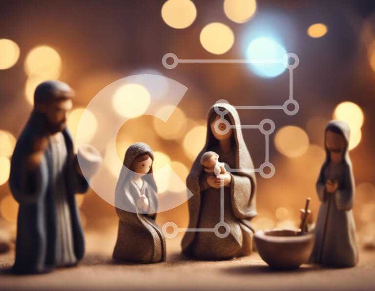 Intra Συλλεκτικό Ξύλινο Παζλ Plywood  4mm - Σκηνή της Γέννησης με τα ειδώλια των σοφών, του Ιησού και της Μαρίας Σε Ξύλινο Κουτί - Διαστάσεις Puzzle: 10x10 cm – 25 κομμάτια