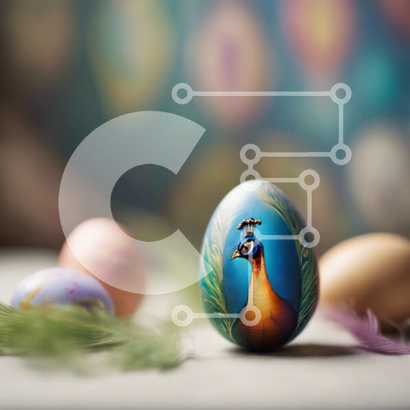 Intra Συλλεκτικό Ξύλινο Παζλ Plywood  4mm - Πολύχρωμα πασχαλινά αυγά με σχέδιο παγωνιού Σε Ξύλινο Κουτί - Διαστάσεις: 10x10 cm – 25 κομμάτια