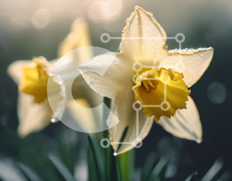 Intra Συλλεκτικό Ξύλινο Παζλ Plywood  4mm - Ανθισμένοι κίτρινοι ασφόδελοι με σταγόνες δροσιάς Σε Ξύλινο Κουτί - Διαστάσεις: 10x10 cm – 25 κομμάτια