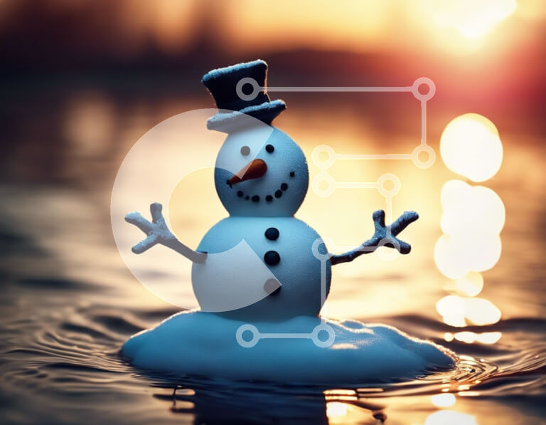 Intra Συλλεκτικό Ξύλινο Παζλ Plywood  4mm - Χειμερινός χιονάνθρωπος με καπέλο στο νερό Σε Ξύλινο Κουτί - Διαστάσεις Puzzle: 10x10 cm – 25 κομμάτια