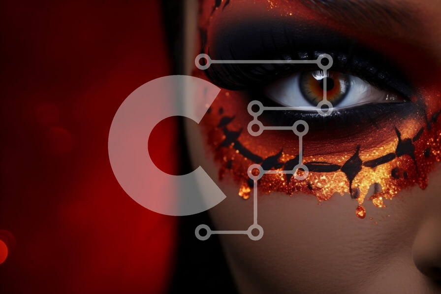 Intra Συλλεκτικό Ξύλινο Παζλ Plywood  4mm - Γυναίκα με μακιγιάζ ματιών εμπνευσμένο από το Halloween Σε Ξύλινο Κουτί - Διαστάσεις Puzzle: 10x10 cm – 25 κομμάτια