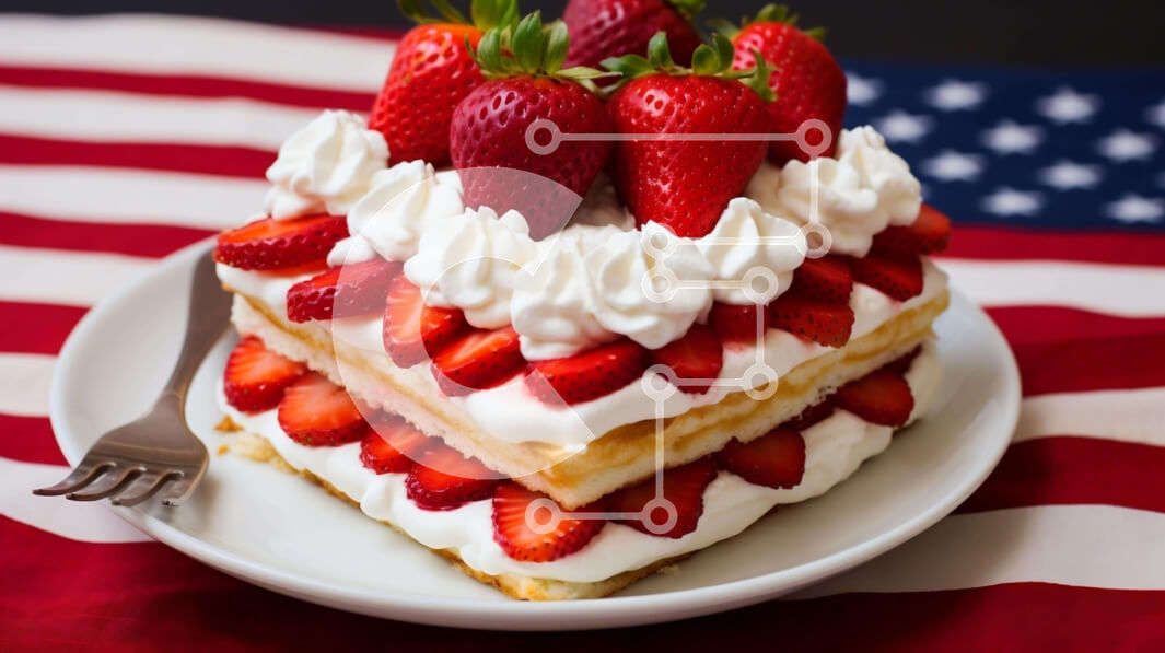 Σετ των 2 Intra Συλλεκτικό Ξύλινο Παζλ Plywood  4mm - Κέικ American Flag με φράουλες και σαντιγί Σε Ξύλινο Κουτί - Διαστάσεις: 10x10 cm – 25 κομμάτια