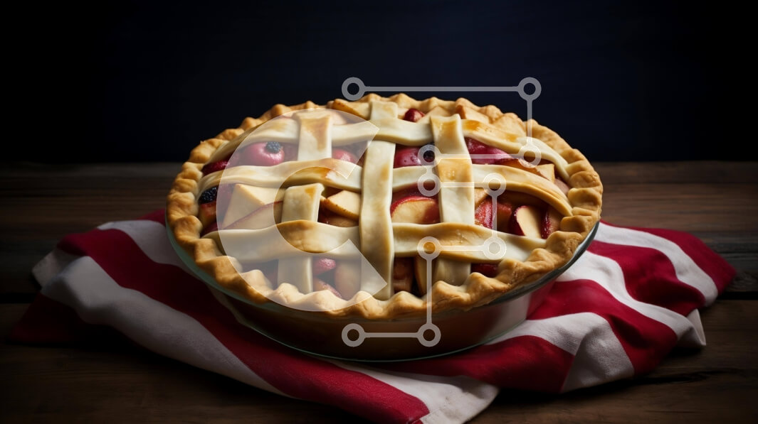 Σετ των 2 Intra Συλλεκτικό Ξύλινο Παζλ Plywood  4mm - Πίτα εμπνευσμένη από την αμερικανική σημαία σε κόκκινο, λευκό και μπλε τραπεζομάντιλο Σε Ξύλινο Κουτί - Διαστάσεις: 10x10 cm – 25 κομμάτια