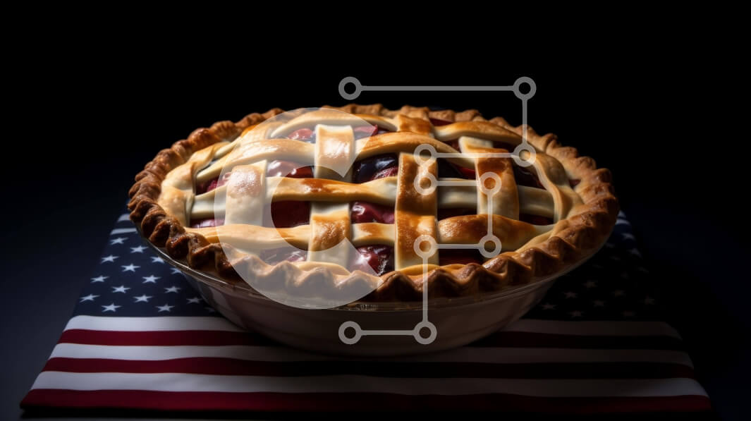 Σετ των 2 Intra Συλλεκτικό Ξύλινο Παζλ Plywood  4mm - Φρεσκοψημένη πίτα σε χαρτοπετσέτα αμερικανικής σημαίας Σε Ξύλινο Κουτί - Διαστάσεις: 10x10 cm – 25 κομμάτια