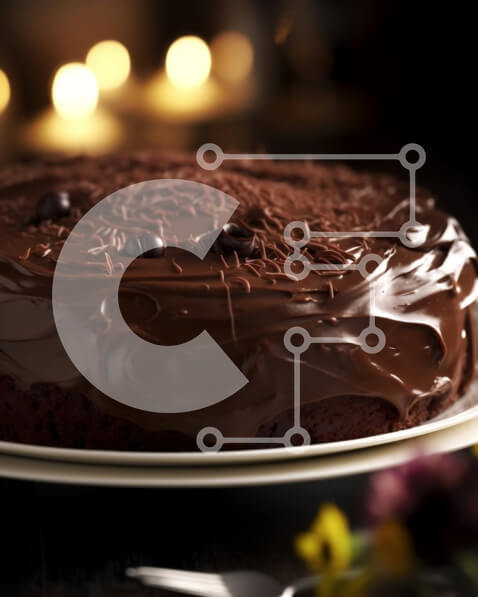 Σετ των 2 Intra Συλλεκτικό Ξύλινο Παζλ Plywood  4mm - Κέικ σοκολάτας με παγωμένο σοκολάτα σε λευκό πιάτο με αναμμένα κεριά Σε Ξύλινο Κουτί - Διαστάσεις: 10x10 cm – 25 κομμάτια