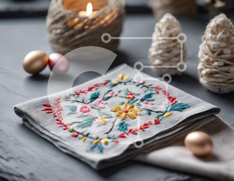 Intra Συλλεκτικό Ξύλινο Παζλ Plywood  4mm - Σετ γιορτινό τραπέζι με λουλουδάτη χαρτοπετσέτα και στολίδια Σε Ξύλινο Κουτί - Διαστάσεις: 10x10 cm – 25 κομμάτια