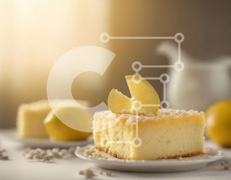 Σετ των 2 Intra Συλλεκτικό Ξύλινο Παζλ Plywood  4mm - Κέικ λεμονιού με το πιρούνι στο πιάτο Σε Ξύλινο Κουτί - Διαστάσεις: 10x10 cm – 25 κομμάτια