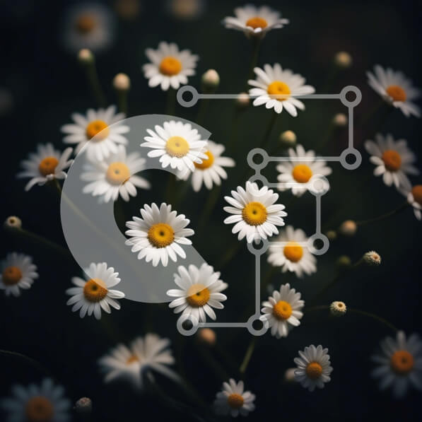 Intra Συλλεκτικό Ξύλινο Παζλ Plywood  4mm - Όμορφη εικόνα λευκών μαργαριτών σε σκούρο φόντο Σε Ξύλινο Κουτί - Διαστάσεις: 10x10 cm – 25 κομμάτια