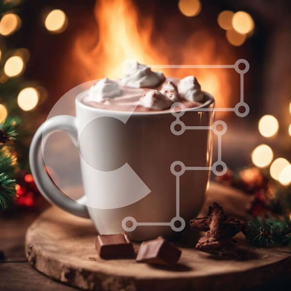 Intra Συλλεκτικό Ξύλινο Παζλ Plywood  4mm - Φλιτζάνι Ζεστό Κακάο με Marshmallows και Σοκολατένια πατατάκια δίπλα στο Τζάκι Σε Ξύλινο Κουτί - Διαστάσεις: 10x10 cm – 25 κομμάτια