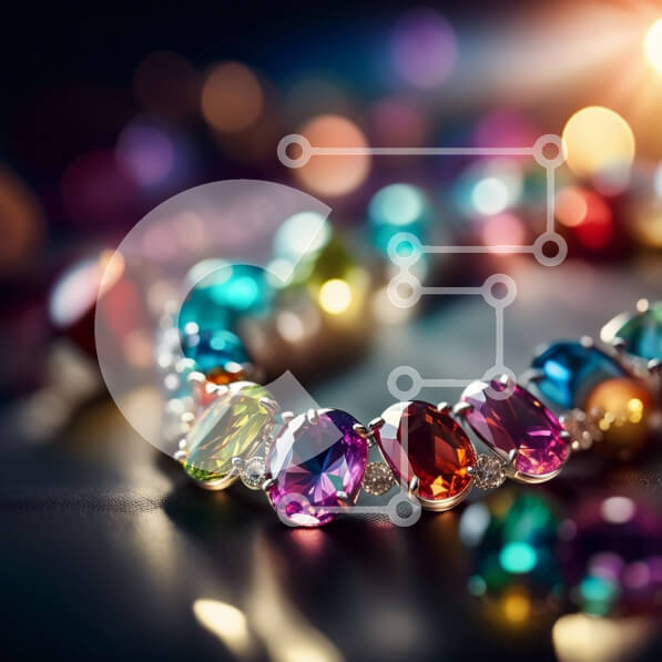 Σετ των 2 Intra Συλλεκτικό Ξύλινο Παζλ Plywood  4mm - Πολυτελές πολύχρωμο βραχιόλι πολύτιμων λίθων με λαμπερό αποτέλεσμα Σε Ξύλινο Κουτί - Διαστάσεις: 10x10 cm – 25 κομμάτια