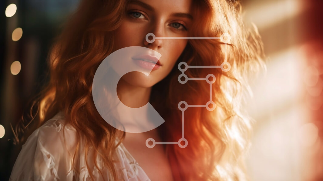 Intra Συλλεκτικό Ξύλινο Παζλ Plywood  4mm - Σοβαρή γυναίκα με μακριά κόκκινα μαλλιά σε λευκό πουκάμισο Σε Ξύλινο Κουτί - Διαστάσεις Puzzle: 10x10 cm – 25 κομμάτια