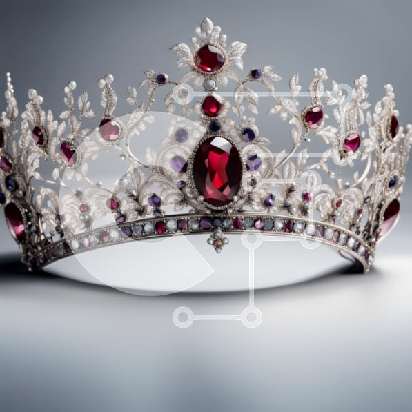 Intra Συλλεκτικό Ξύλινο Παζλ Plywood  4mm - Εκπληκτική φωτογραφία από κοντά του στέμματος με κόκκινα και λευκά πετράδια Σε Ξύλινο Κουτί - Διαστάσεις: 10x10 cm – 25 κομμάτια