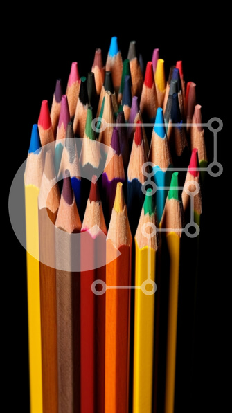 Intra Συλλεκτικό Ξύλινο Παζλ Plywood  4mm - Όμορφη εικόνα με πολύχρωμα μολύβια σε κύκλο Σε Ξύλινο Κουτί - Διαστάσεις: 10x10 cm – 25 κομμάτια