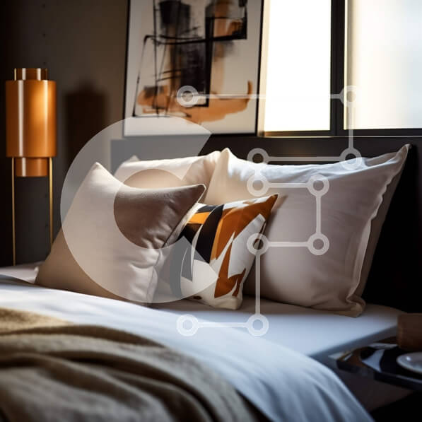 Intra Συλλεκτικό Ξύλινο Παζλ Plywood  4mm - Άνετο σκοτεινό υπνοδωμάτιο με μεγάλο κρεβάτι και φωτιστικό Σε Ξύλινο Κουτί - Διαστάσεις Puzzle: 10x10 cm – 25 κομμάτια