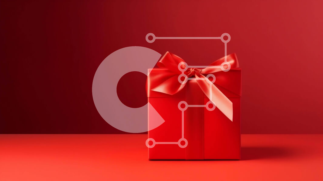 Intra Συλλεκτικό Ξύλινο Παζλ Plywood  4mm - Κόκκινο κουτί δώρου σε κόκκινο φόντο με κορδέλα Σε Ξύλινο Κουτί - Διαστάσεις Puzzle: 10x10 cm – 25 κομμάτια