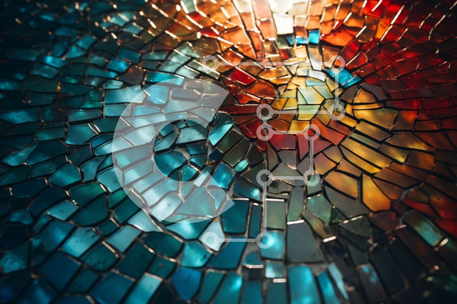 Intra Συλλεκτικό Ξύλινο Παζλ Plywood  4mm - Κινηματογράφηση σε πρώτο πλάνο μωσαϊκού με ζωντανό γυάλινο πλακίδιο Σε Ξύλινο Κουτί - Διαστάσεις Puzzle: 10x10 cm – 25 κομμάτια