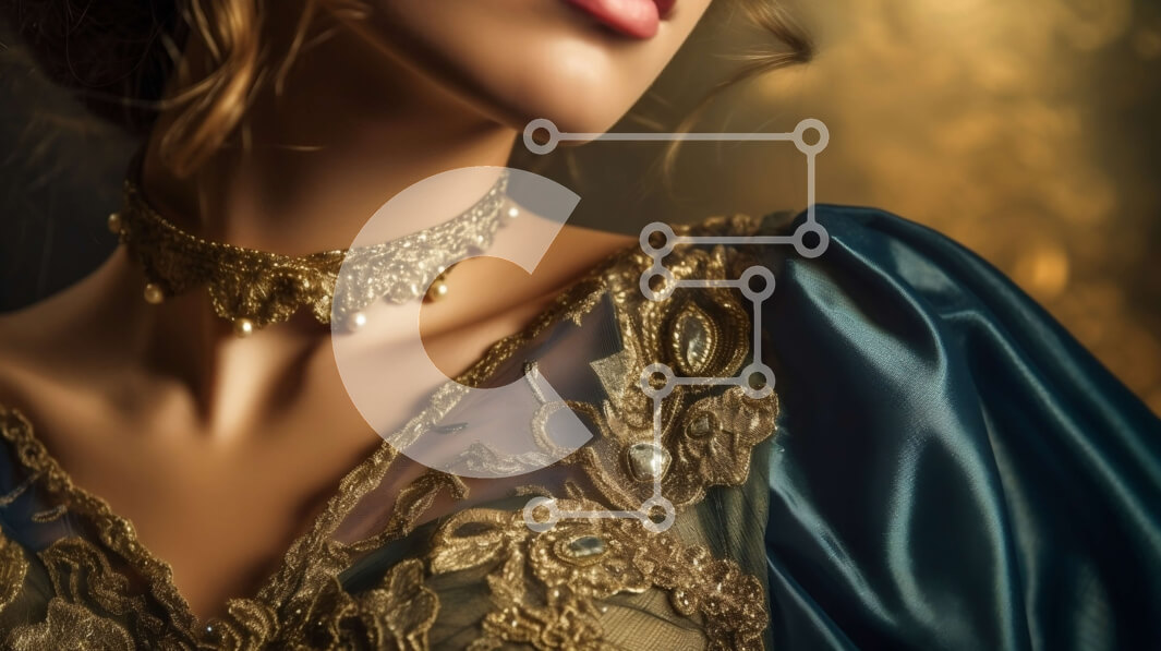 Σετ των 2 Intra Συλλεκτικό Ξύλινο Παζλ Plywood  4mm - Πορτρέτο μιας γυναίκας με μπλε φόρεμα με χρυσά αξεσουάρ Σε Ξύλινο Κουτί - Διαστάσεις: 10x10 cm – 25 κομμάτια