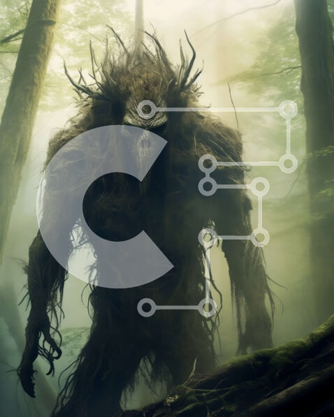 Σετ των 2 Intra Συλλεκτικό Ξύλινο Παζλ Plywood  4mm - Μυστηριώδης εικόνα ενός πλάσματος σε ένα ομιχλώδες δάσος Σε Ξύλινο Κουτί - Διαστάσεις: 10x10 cm – 25 κομμάτια