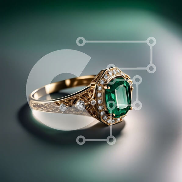 Σετ των 2 Intra Συλλεκτικό Ξύλινο Παζλ Plywood  4mm - Κομψό χρυσό δαχτυλίδι με σμαραγδένια πέτρα και διαμάντια Σε Ξύλινο Κουτί - Διαστάσεις: 10x10 cm – 25 κομμάτια