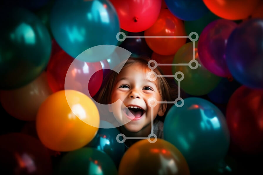 Intra Συλλεκτικό Ξύλινο Παζλ Plywood  4mm - Αξιολάτρευτη εικόνα ενός νεαρού κοριτσιού με πολύχρωμα μπαλόνια Σε Ξύλινο Κουτί - Διαστάσεις Puzzle: 10x10 cm – 25 κομμάτια