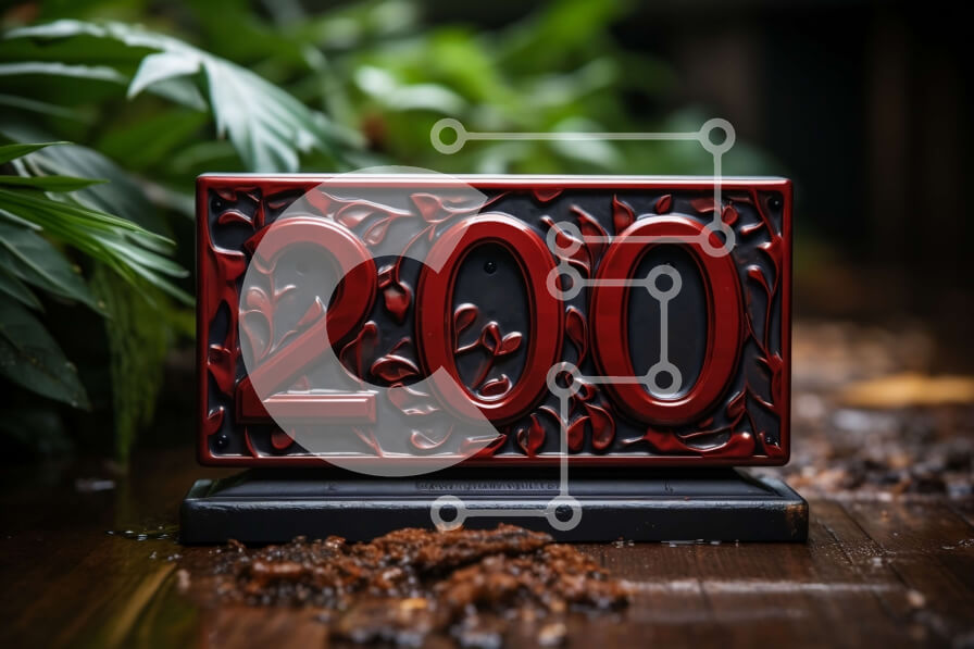 Intra Συλλεκτικό Ξύλινο Παζλ Plywood  4mm - Όμορφη εικόνα μιας κόκκινης ξύλινης πινακίδας με τον αριθμό 200 σε ένα καταπράσινο περιβάλλον Σε Ξύλινο Κουτί - Διαστάσεις: 10x10 cm – 25 κομμάτια