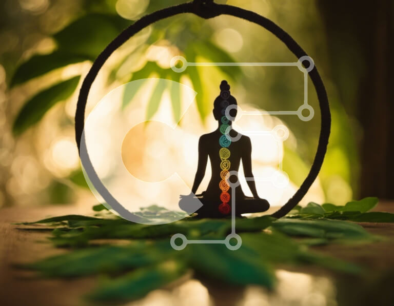 Intra Συλλεκτικό Ξύλινο Παζλ Plywood  4mm - Φιγούρα διαλογισμού με σύμβολα τσάκρα Σε Ξύλινο Κουτί - Διαστάσεις: 10x10 cm – 25 κομμάτια