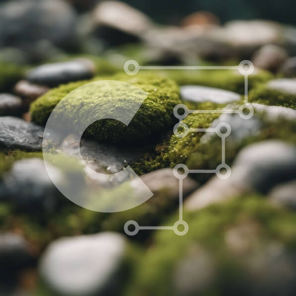 Intra Συλλεκτικό Ξύλινο Παζλ Plywood  4mm - Άποψη από κοντά των βράχων που καλύπτονται από βρύα Σε Ξύλινο Κουτί - Διαστάσεις: 10x10 cm – 25 κομμάτια