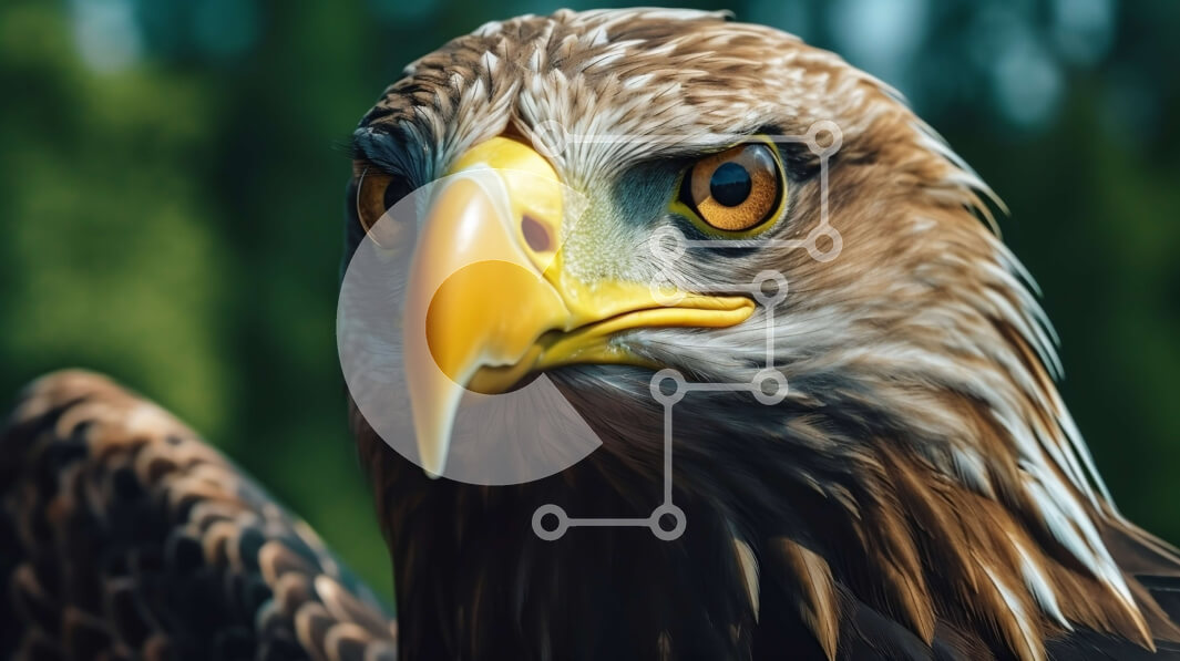 Intra Συλλεκτικό Ξύλινο Παζλ Plywood  4mm - Εκπληκτική κοντινή πλάνο του κεφαλιού του αετού Σε Ξύλινο Κουτί - Διαστάσεις: 10x10 cm – 25 κομμάτια